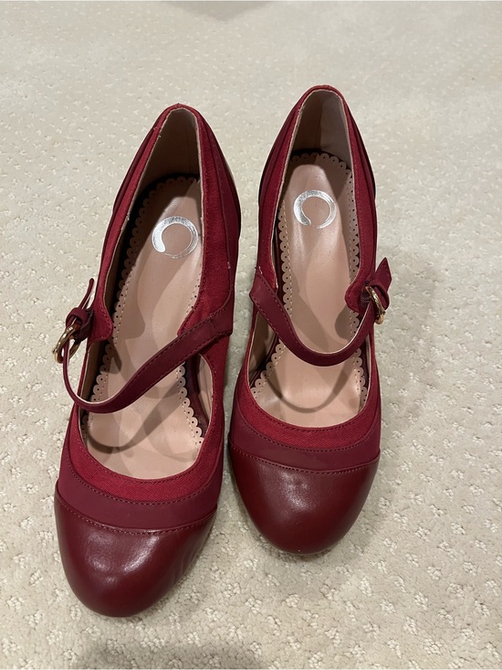 Journee Collection Shoes - Journee Collection Deep Red Mary Jane Heels